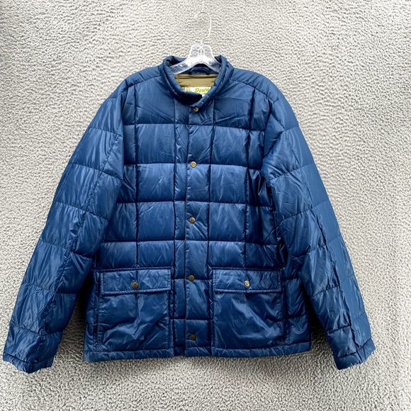 Eddie Bauer Jacket Adult Sz Large Blue Goose Down Puffer Quilted Parka Nylon Men - Picture 2 of 10